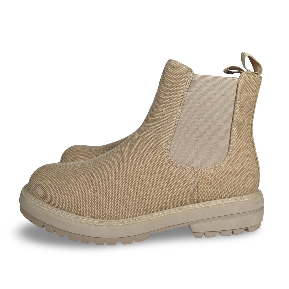 Dune Chase Canvas Chelsea Boots Tan Womens 10 Chunky Lug Sole Ankle Booties - Picture 2 of 11